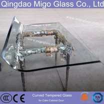 10mm Hedvábná obrazovka Horké ohýbané sklo pro vitrínu na dorty